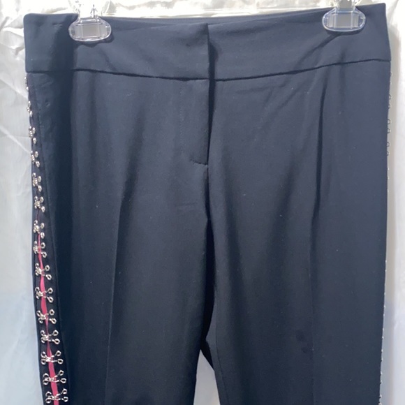 NWT CACHE BLK/PNK TUXEDO LINE HOOK&EYE PANTS SZ 2